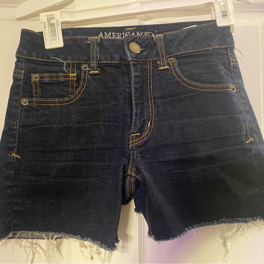 Dark blue denim shorts